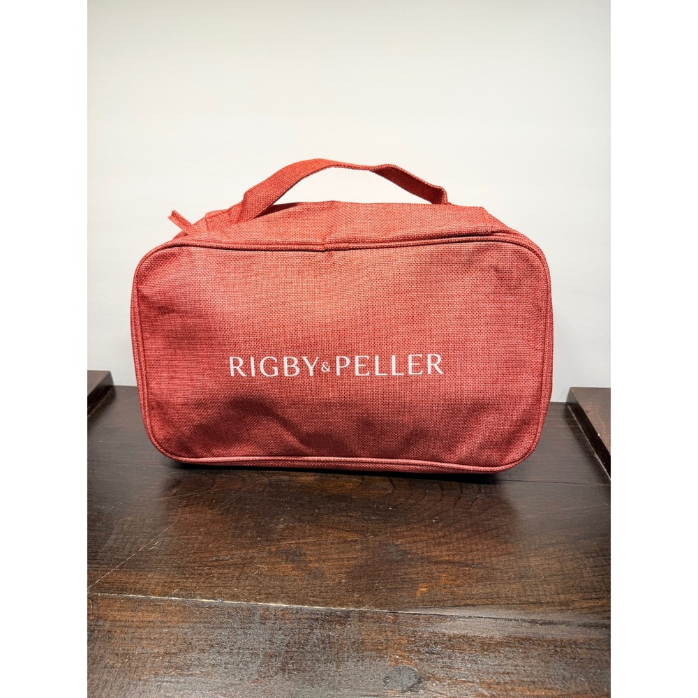 Rigby‎ and Peller Red Canvas Travel Toiletry Makeup Bag Organizer Pouch